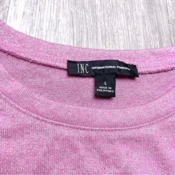 INC International Concepts Women's Pink Ruched Asymmetrical Lightweight Sweater - Picture 2 of 4